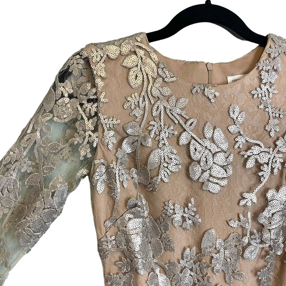 Dress The Population Women's Lace Floral Sequin Long Sleeve Formal Dress Size XS - Picture 15 of 15